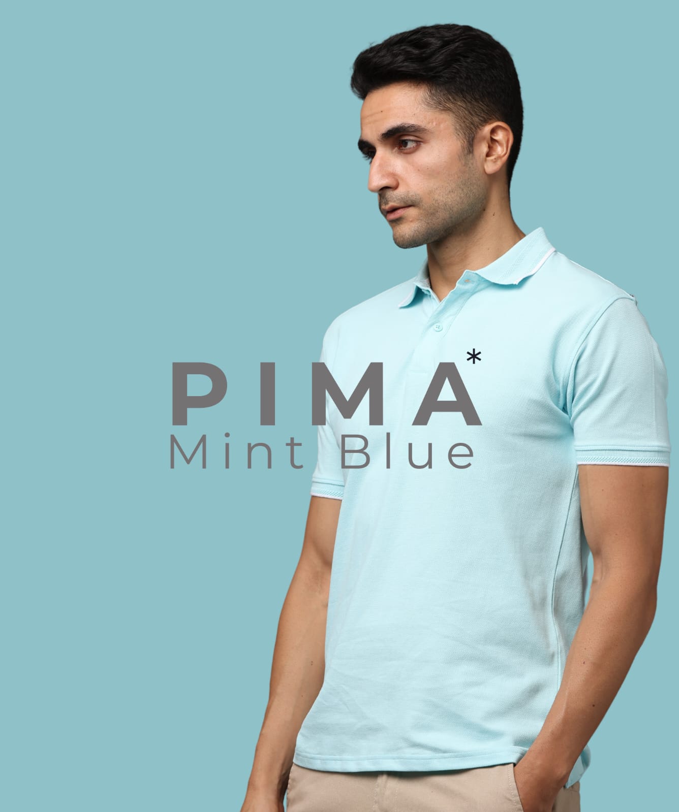 PIMA Mint Blue Polo T-Shirt – Classic Short Sleeve