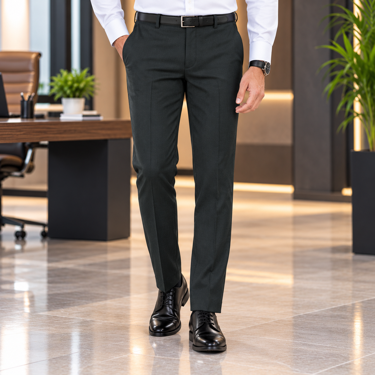 Charcoal Black Corporate Formal Pants for Men – Classic Office Trousers