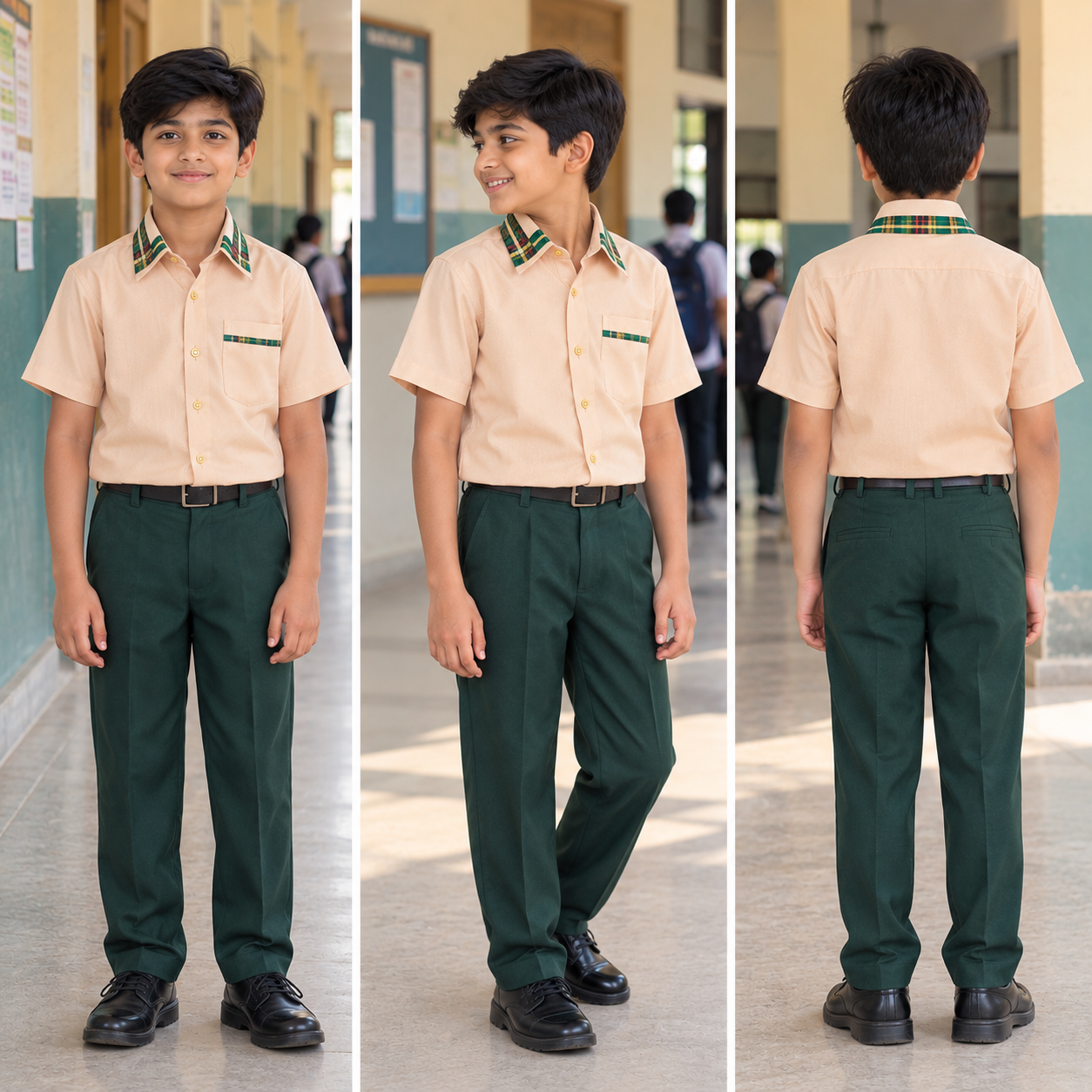 Boys Summer School Uniform – Green & Peach