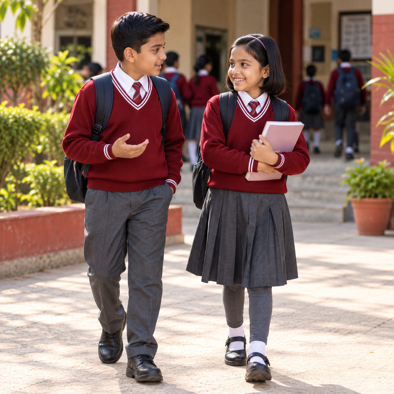 Classic Maroon and Grey Winter School Uniform Set