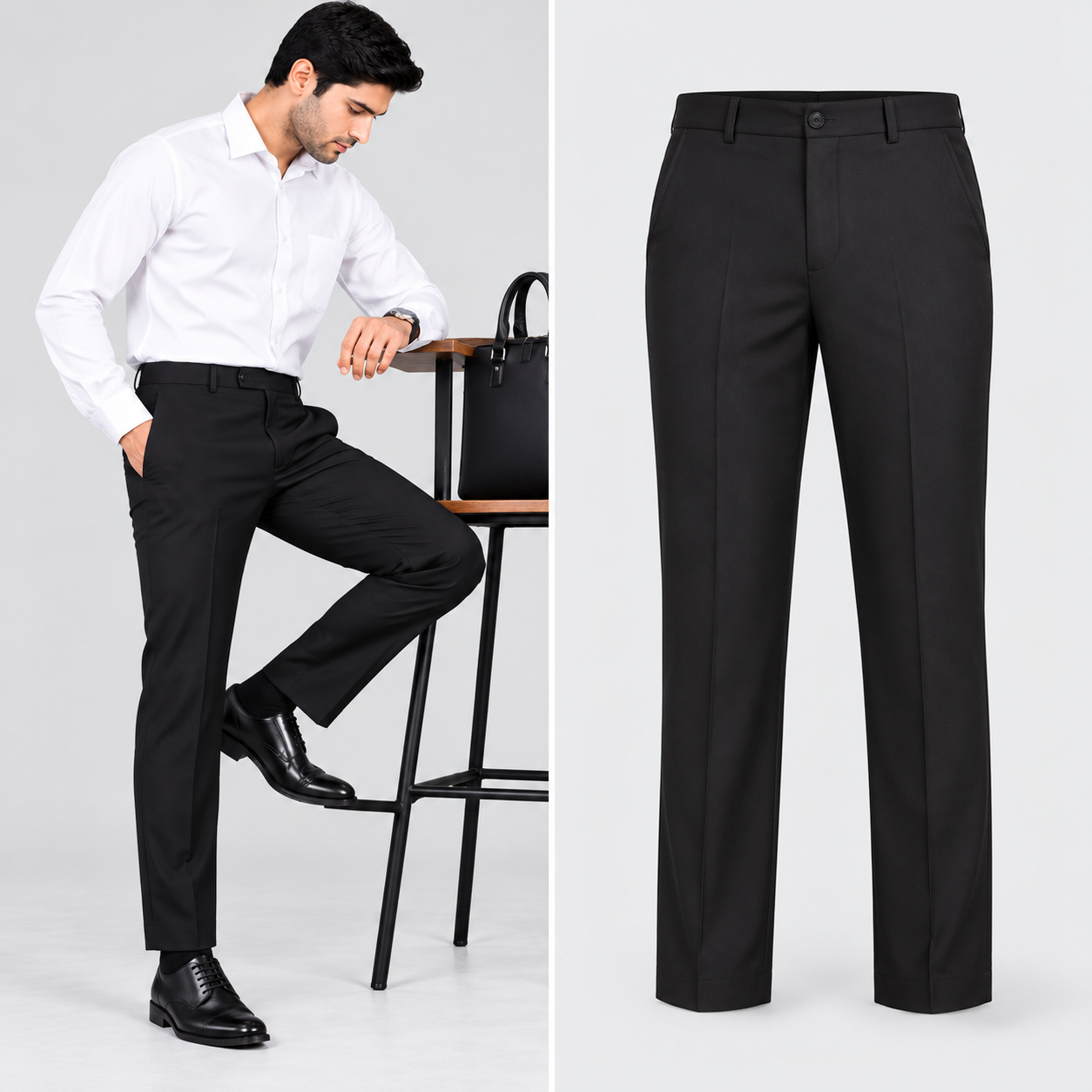 Men's Black Formal Corporate Uniform Trousers