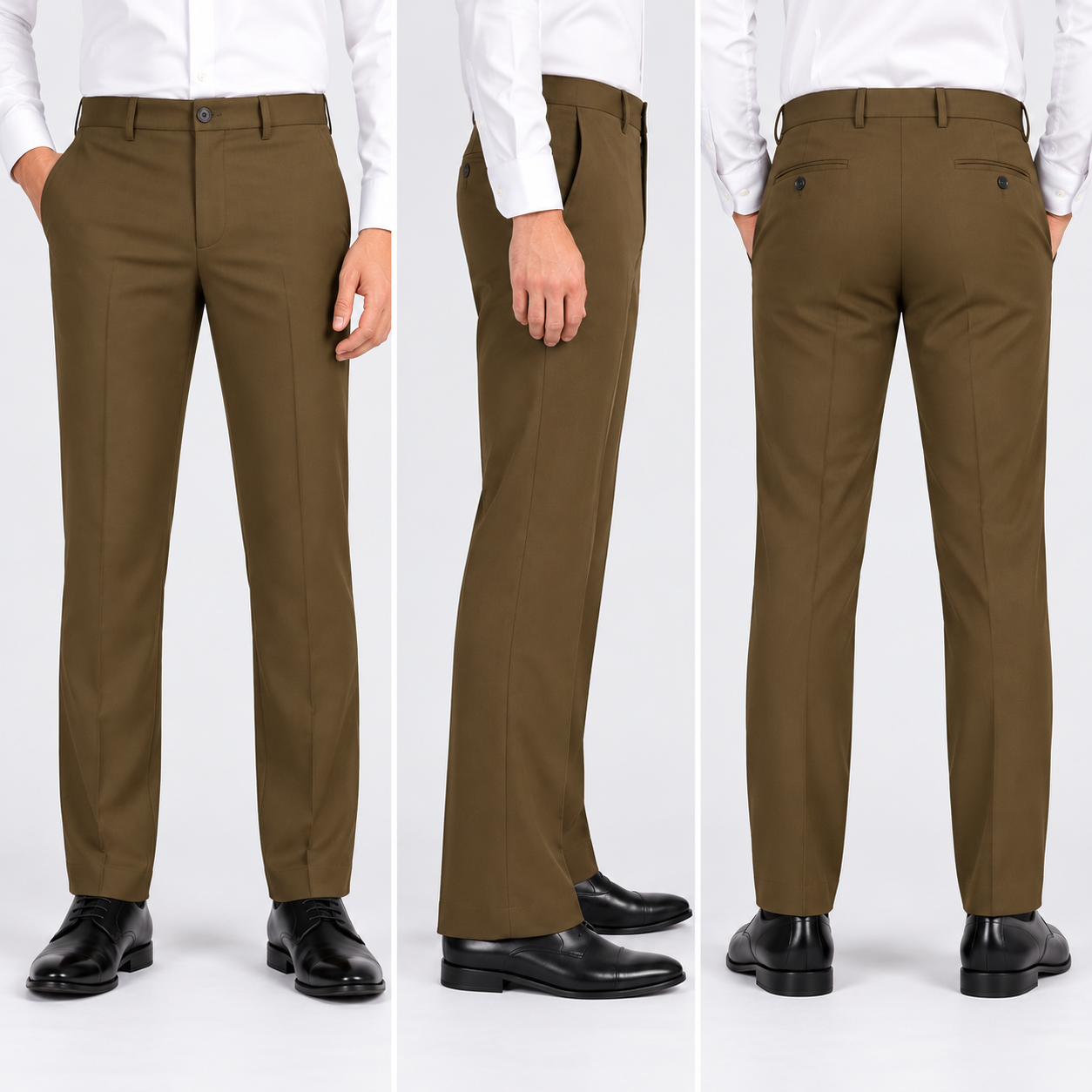 Men's Olive Brown Formal Uniform Trousers