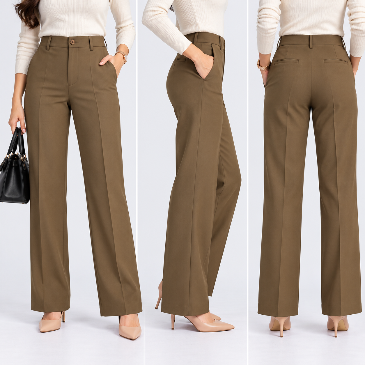 Women's Olive Brown Formal Uniform Trousers