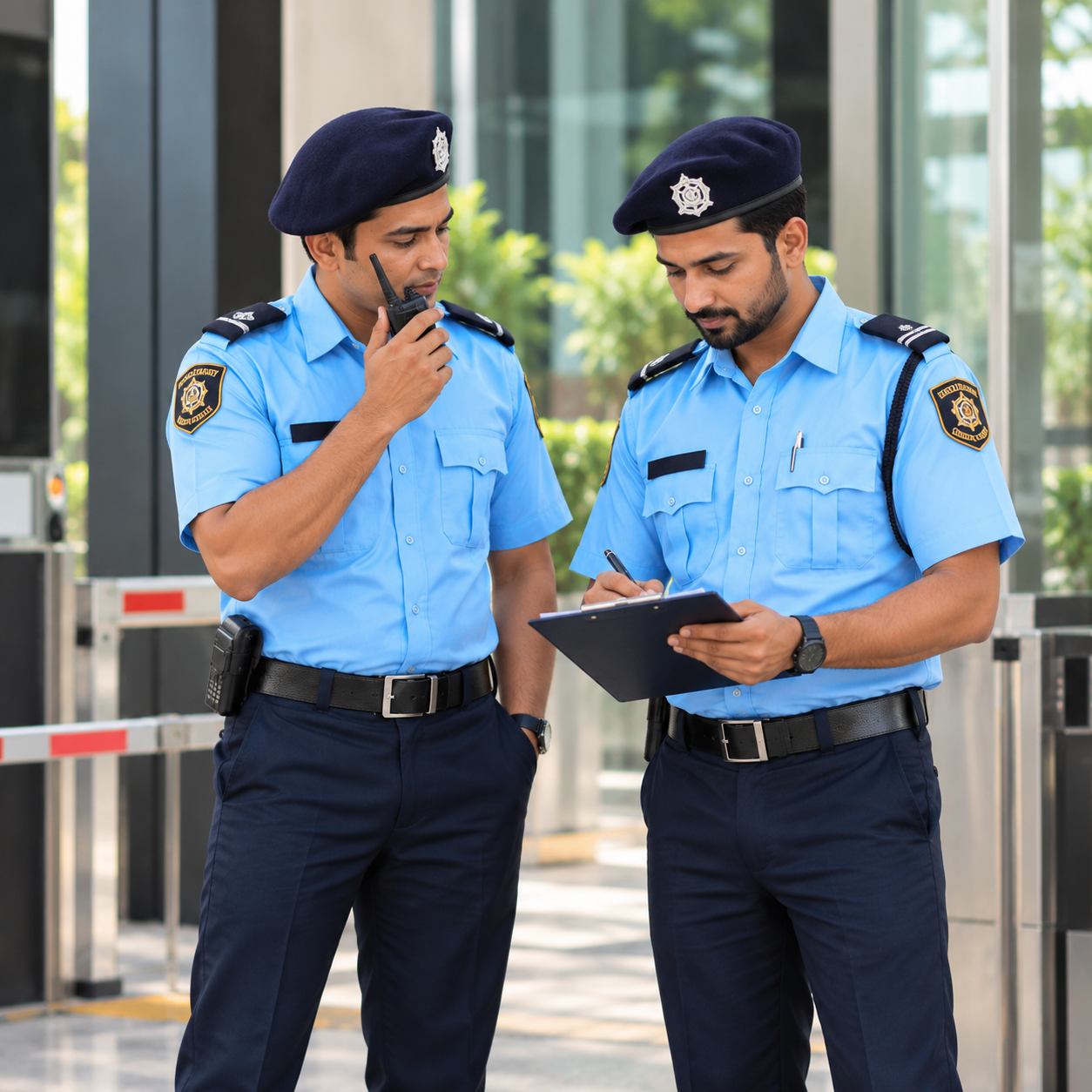 Men's Sky Blue Security Guard Uniform with Navy Blue Trousers