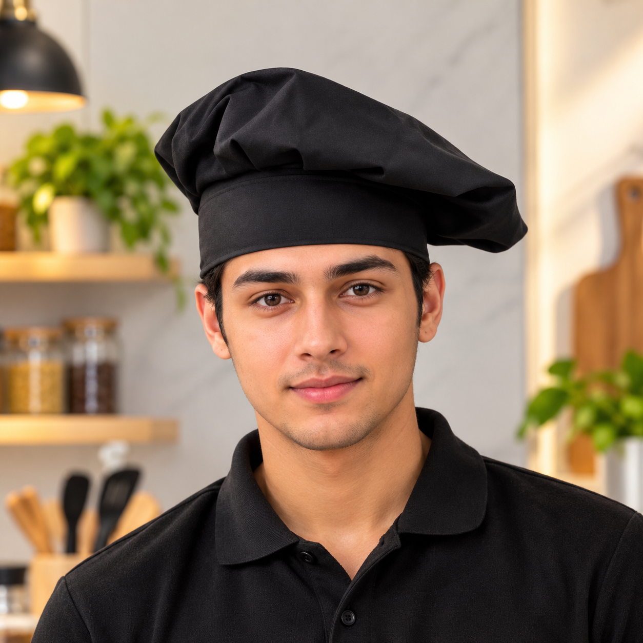 Black Slouch Chef Hat – Professional Kitchen Cap