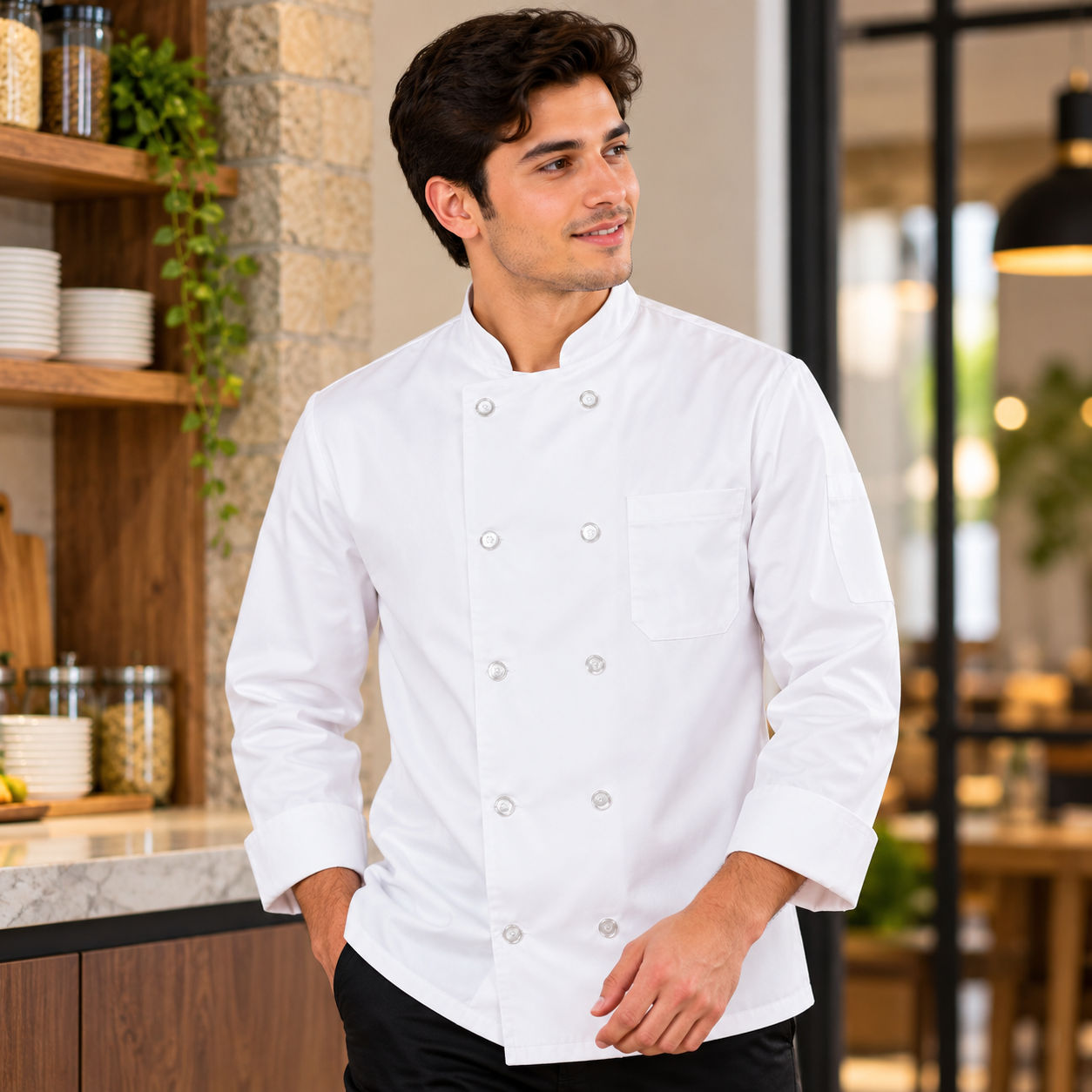 Classic White Professional Chef Coat – Long Sleeve Kitchen Jacket